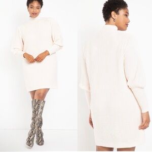 Eloquii Cream Long Sleeve Dress